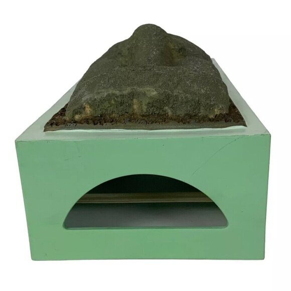 Tissue Box Cover Holder Easter Island Moai Tiki Head Dum Dum Green Rotary Hero - Picture 5 of 8